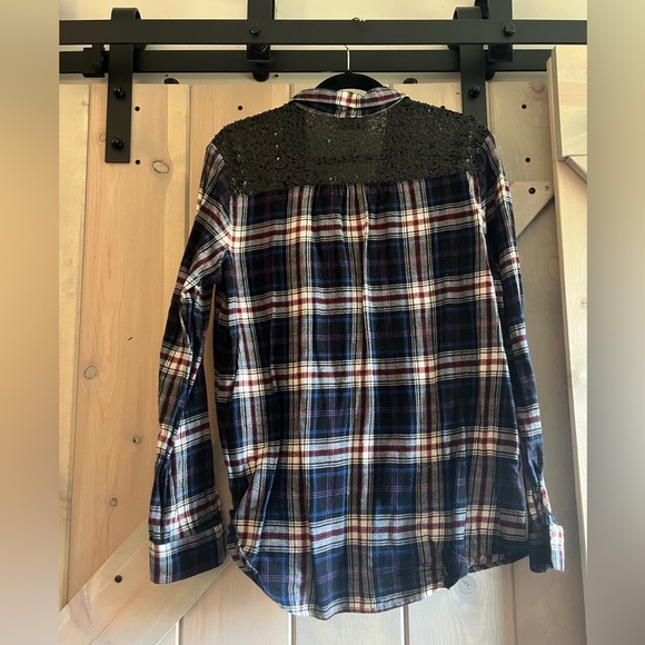 Express Boyfriend Flannel with Sequins - Picture 4 of 9